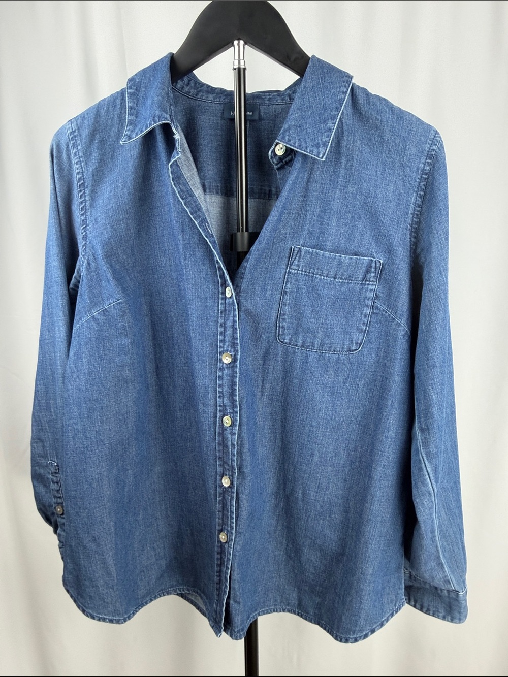 J.Jill Denim Chambray Button Down Shirt Petite Small 100% Cotton